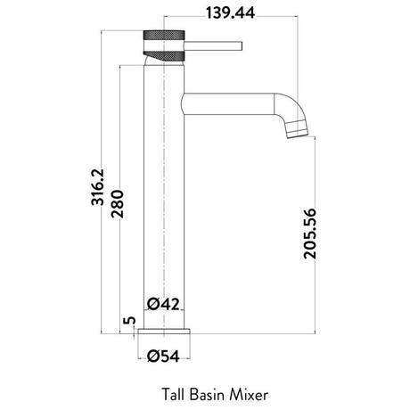 NU-032 Scudo Core Gunmetal Tall Mono Basin Mixer (2)