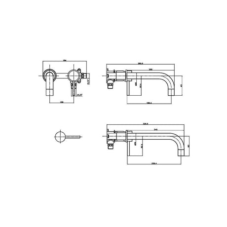 NU-033 Scudo Core Gunmetal Wall Mounted Basin Tap (2)