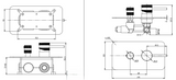 Scudo Core Manual Dual Outlet Concealed Shower Valve in Brushed Bronze line drawning