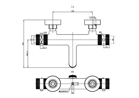 Scudo Core Wall Mounted Bath Filler in Brushed Bronze line drawing