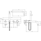 Scudo Core Wall Mounted Bath Shower Mixer in Black dimensions