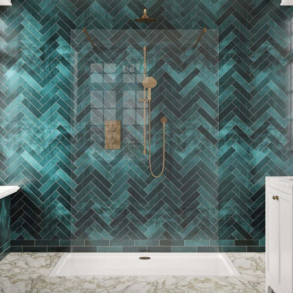 Scudo Dawn Minos Frameless Brushed Brass Wetroom Panel