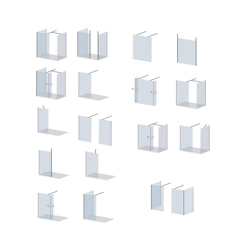 Scudo Dawn Minos Frameless Brushed Brass Wetroom Panel Combinations