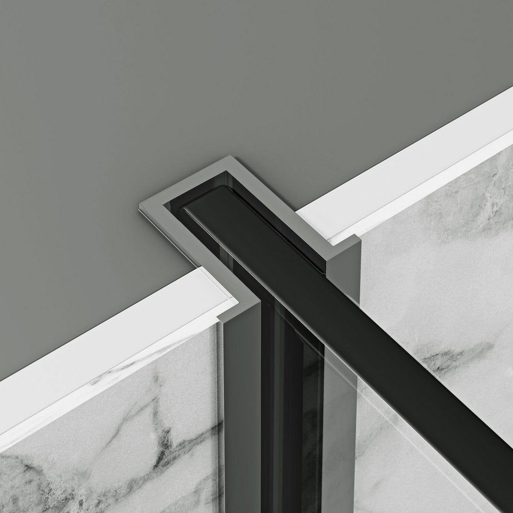 Scudo Dawn Minos Frameless Recessed Black Wetroom Panel Recessed