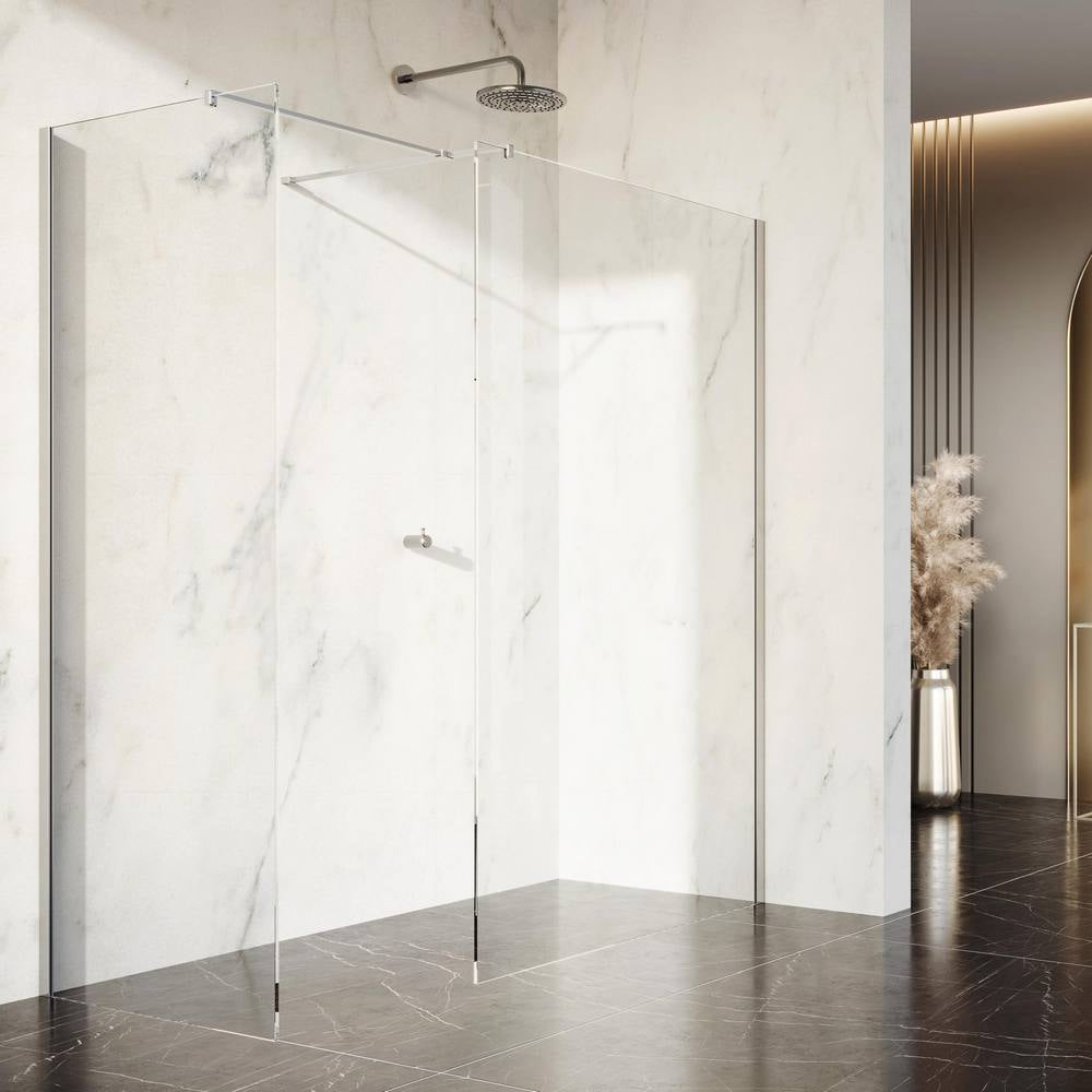 Scudo Dawn Minos Frameless Recessed Chrome Wetroom Panel