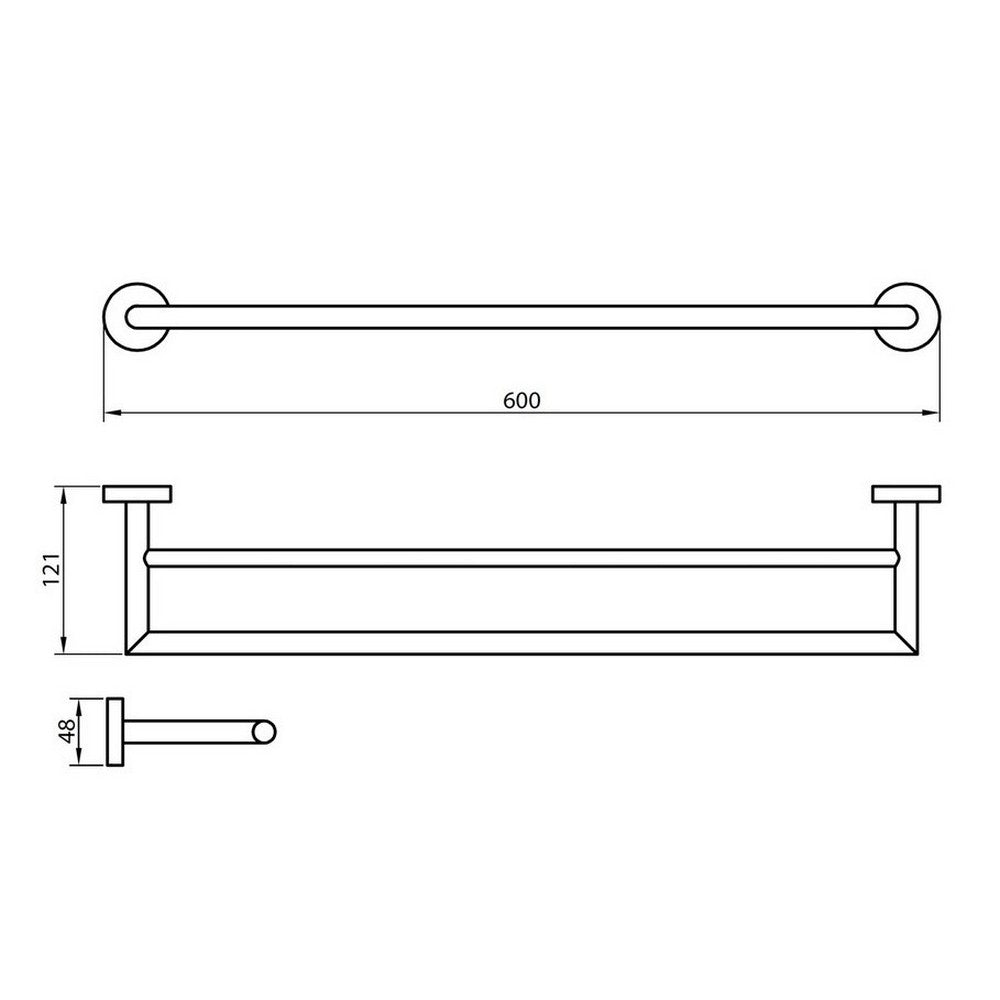 Scudo Delta 600mm Double Towel Rail Chrome Dimensions