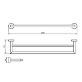 Scudo Delta 600mm Double Towel Rail Chrome Dimensions