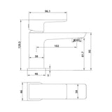 BLACK255ORBL Scudo Descent Black Bath Filler Line Drawing