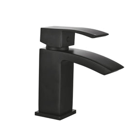 BLACK250ORBL Scudo Descent Black Mini Mono Basin Mixer with Push Waste