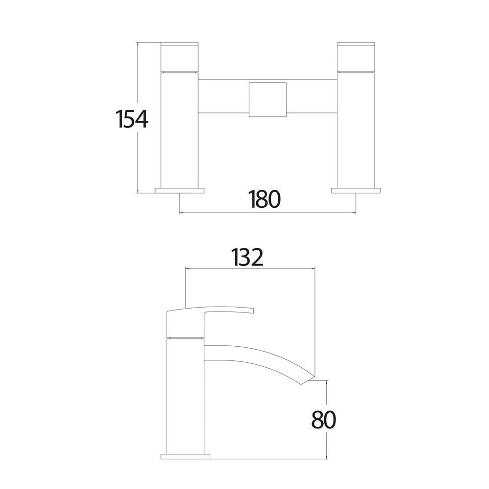 TAP033L Scudo Descent Chrome Bath Shower Mixer Line Drawing