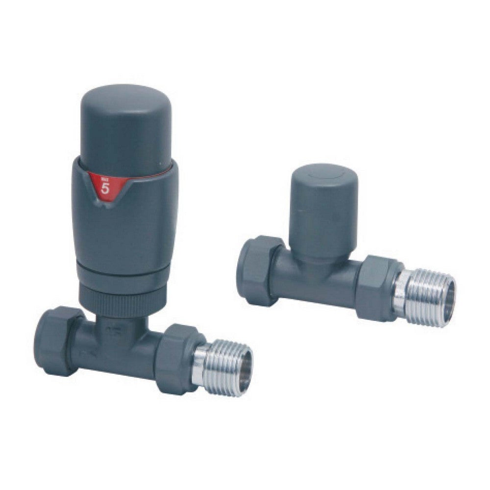 Scudo Designer Anthracite TRV Straight Radiator Valves