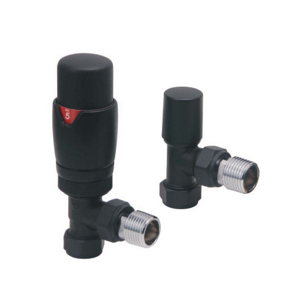Scudo Designer Black TRV Angled Radiator Valves