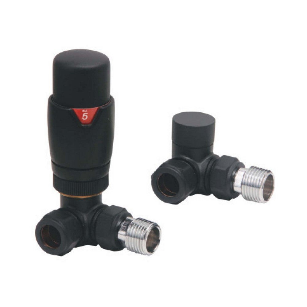 Scudo Designer Black TRV Corner Radiator Valves