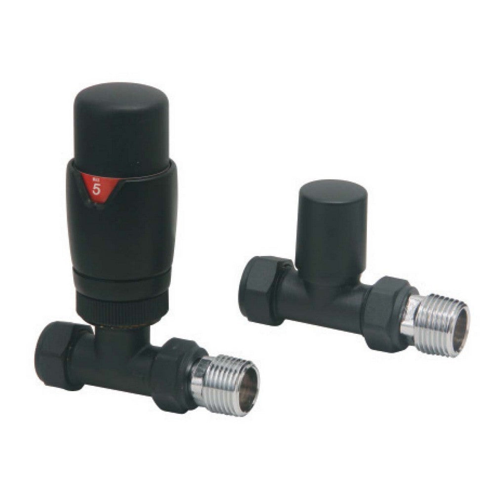 Scudo Designer Black TRV Straight Radiator Valves