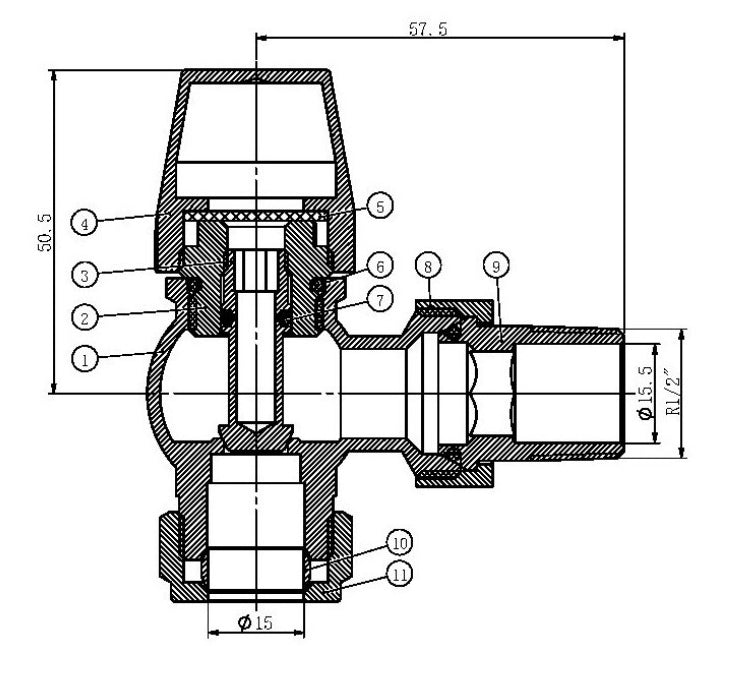 Scudo Designer Satin Nickel TRV Angled Radiator Valves dimensions
