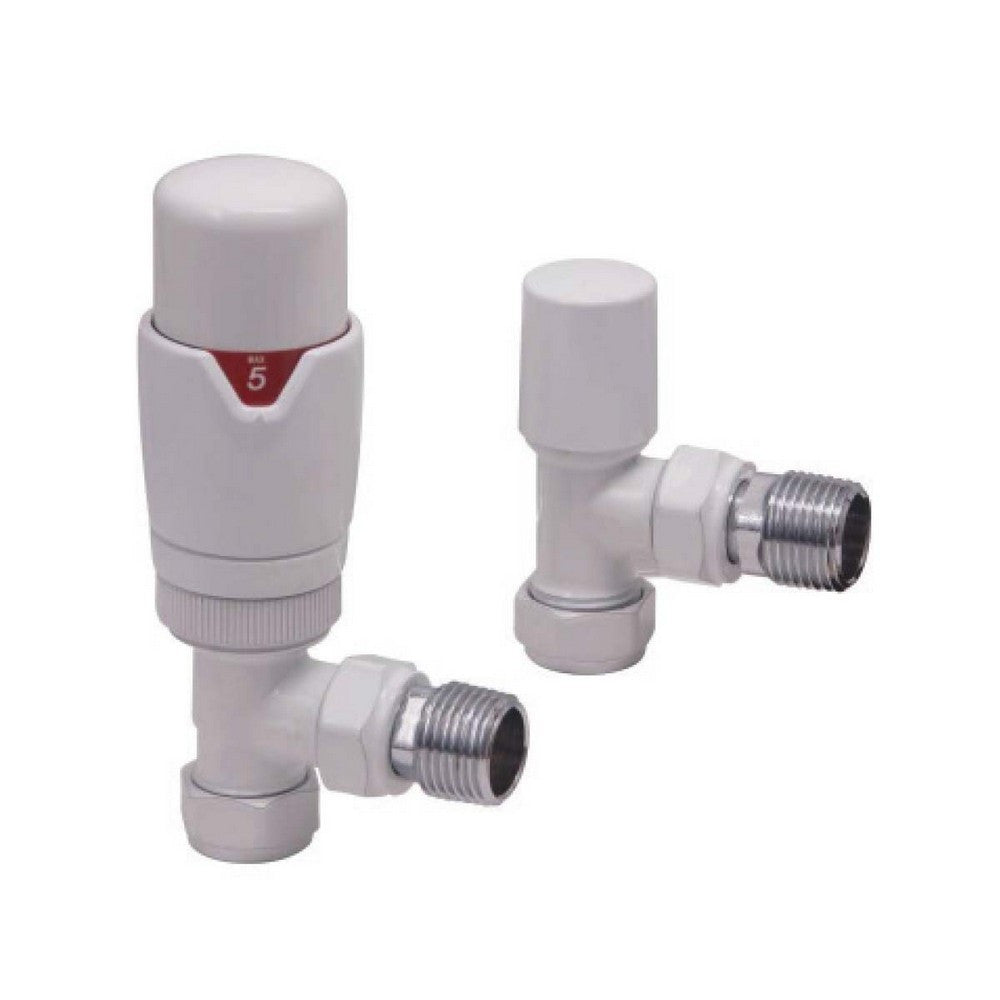 Scudo Designer White TRV Angled Radiator Valves
