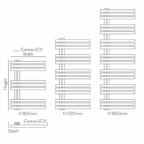 Scudo Elizabeth Carbon Anthracite Designer Towel Radiator Dimensions