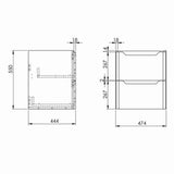 Scudo Ella 500mm Sage Green Wall Mounted Vanity Unit with Basin Dimensions