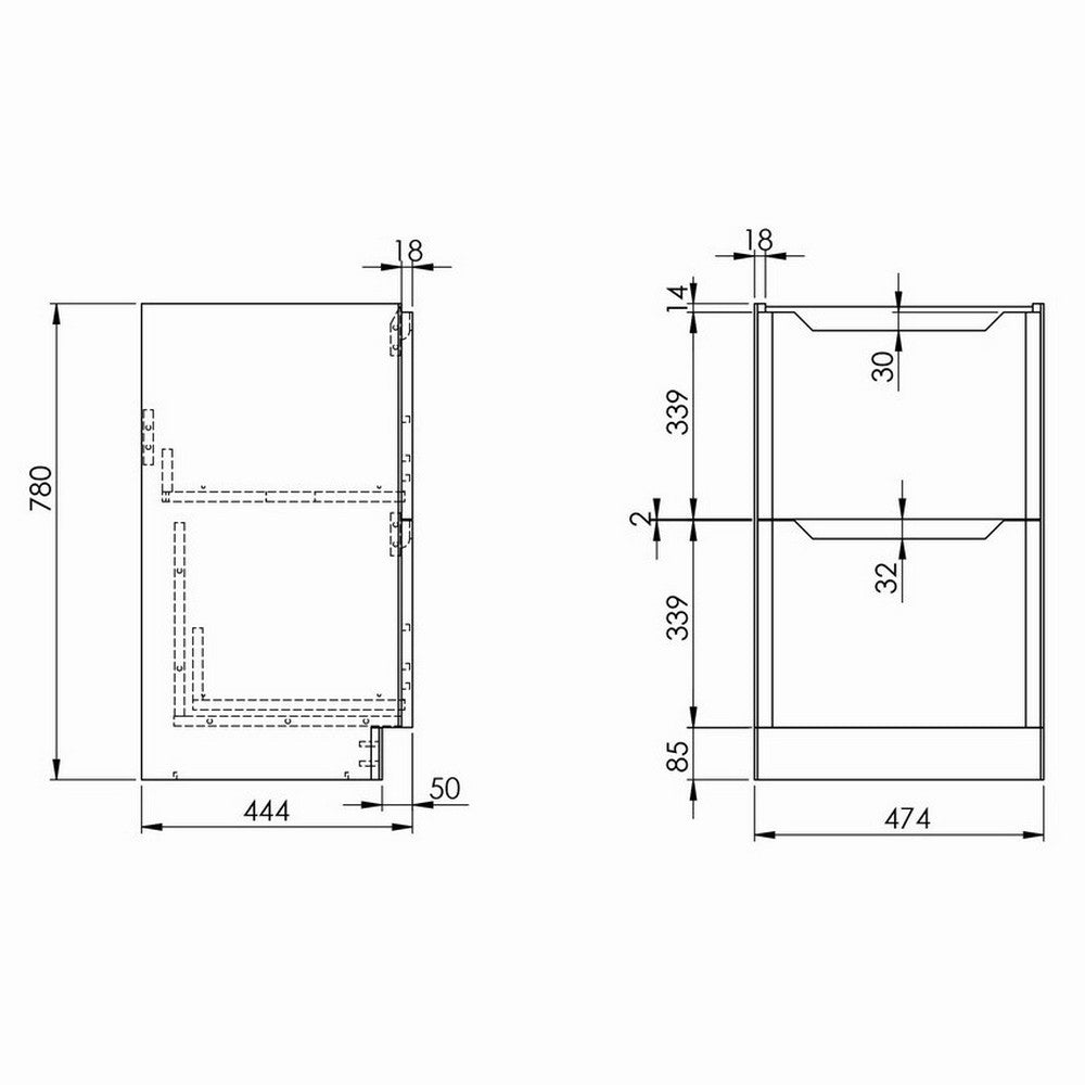 Scudo Ella 500mm Twilight Blue Floorstanding Vanity Unit with Basin Dimensions