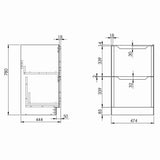 Scudo Ella 500mm Twilight Blue Floorstanding Vanity Unit with Basin Dimensions