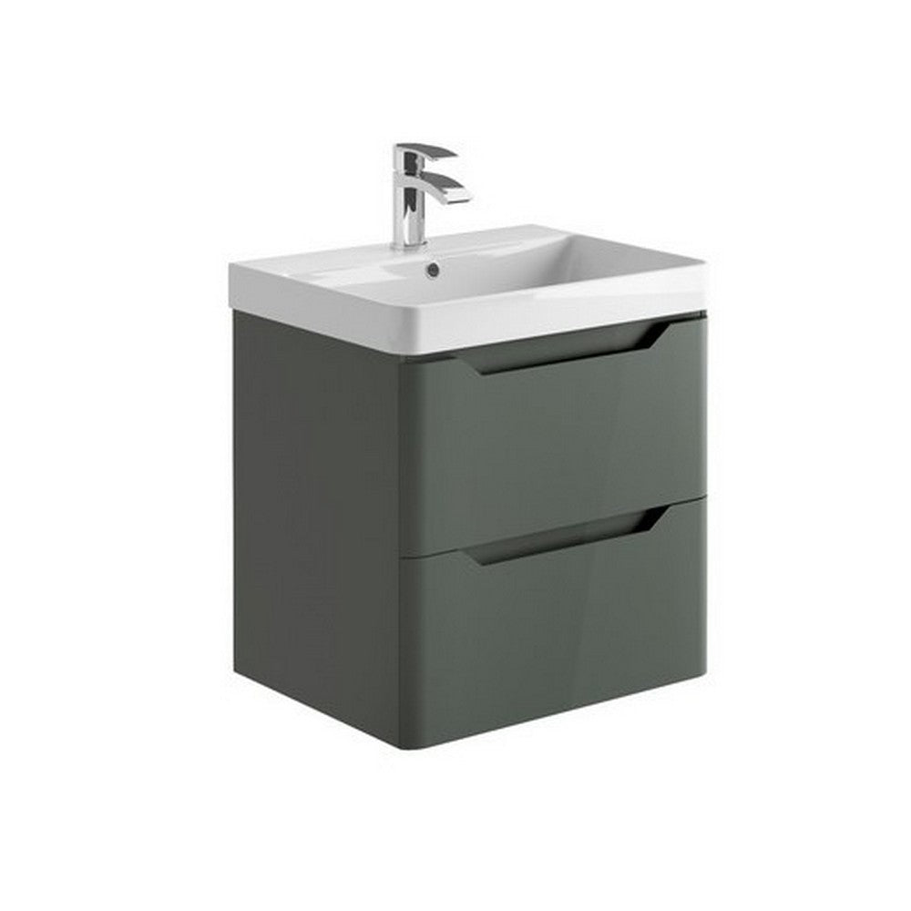 Scudo Ella 600mm Anthracite Wall Mounted Vanity Unit with Basin