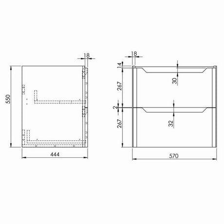 Scudo Ella 600mm Anthracite Wall Mounted Vanity Unit with Basin Dimensions