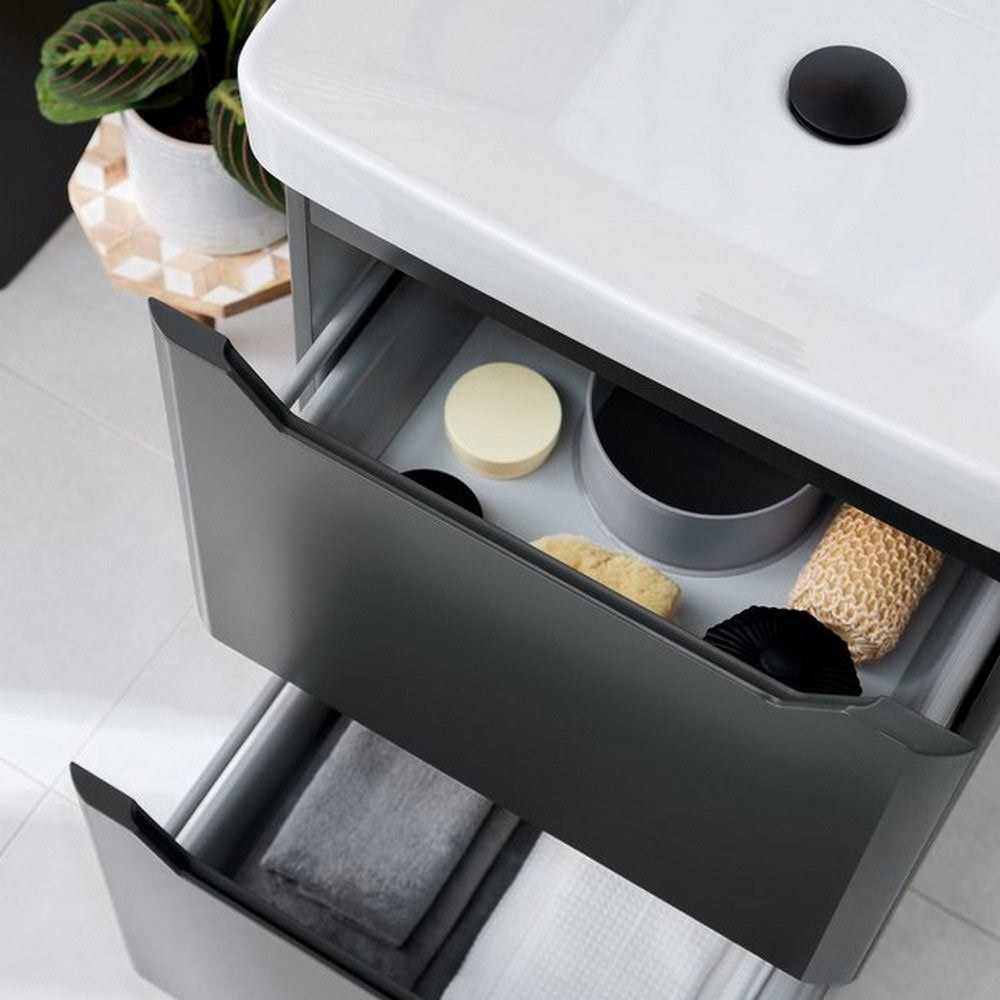 Scudo Ella 600mm Anthracite Wall Mounted Vanity Unit with Basin Lifestyle