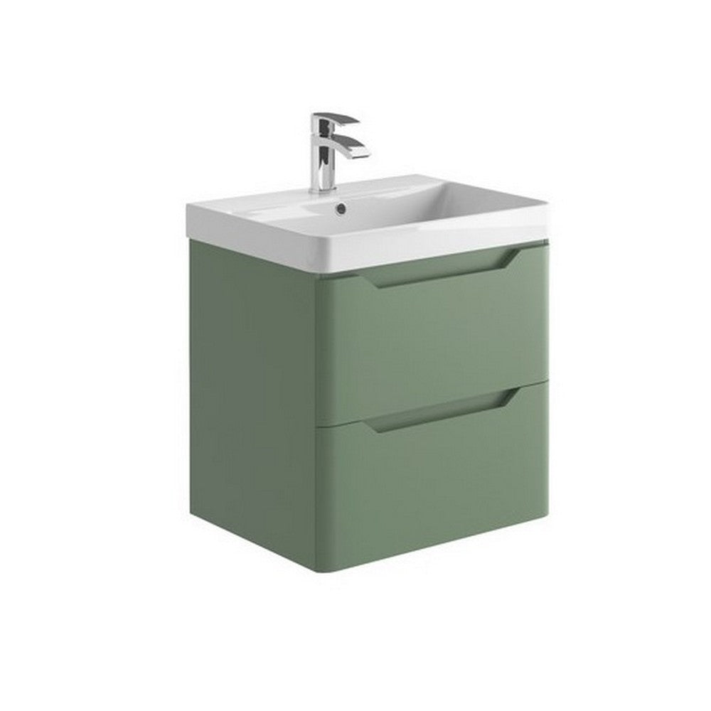 Scudo Ella 600mm Sage Green Wall Mounted Vanity Unit with Basin