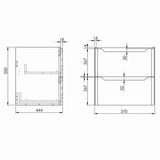 Scudo Ella 600mm Sage Green Wall Mounted Vanity Unit with Basin Dimensions