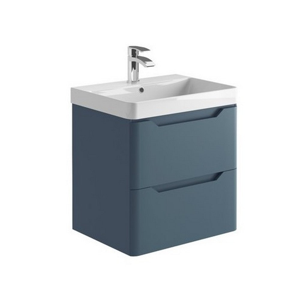 Scudo Ella 600mm Twilight Blue Wall Mounted Vanity Unit with Basin