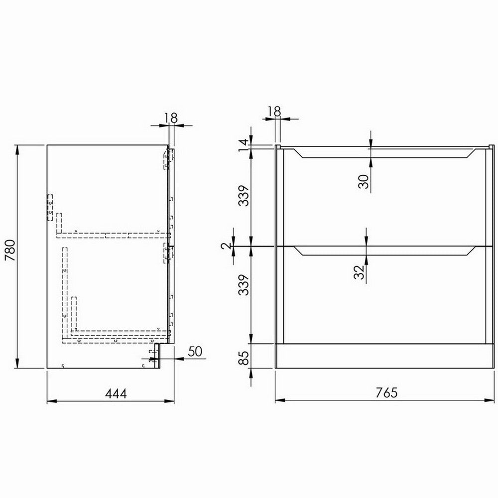 Scudo Ella 800mm Anthracite Floorstanding Vanity Unit with Basin Dimensions