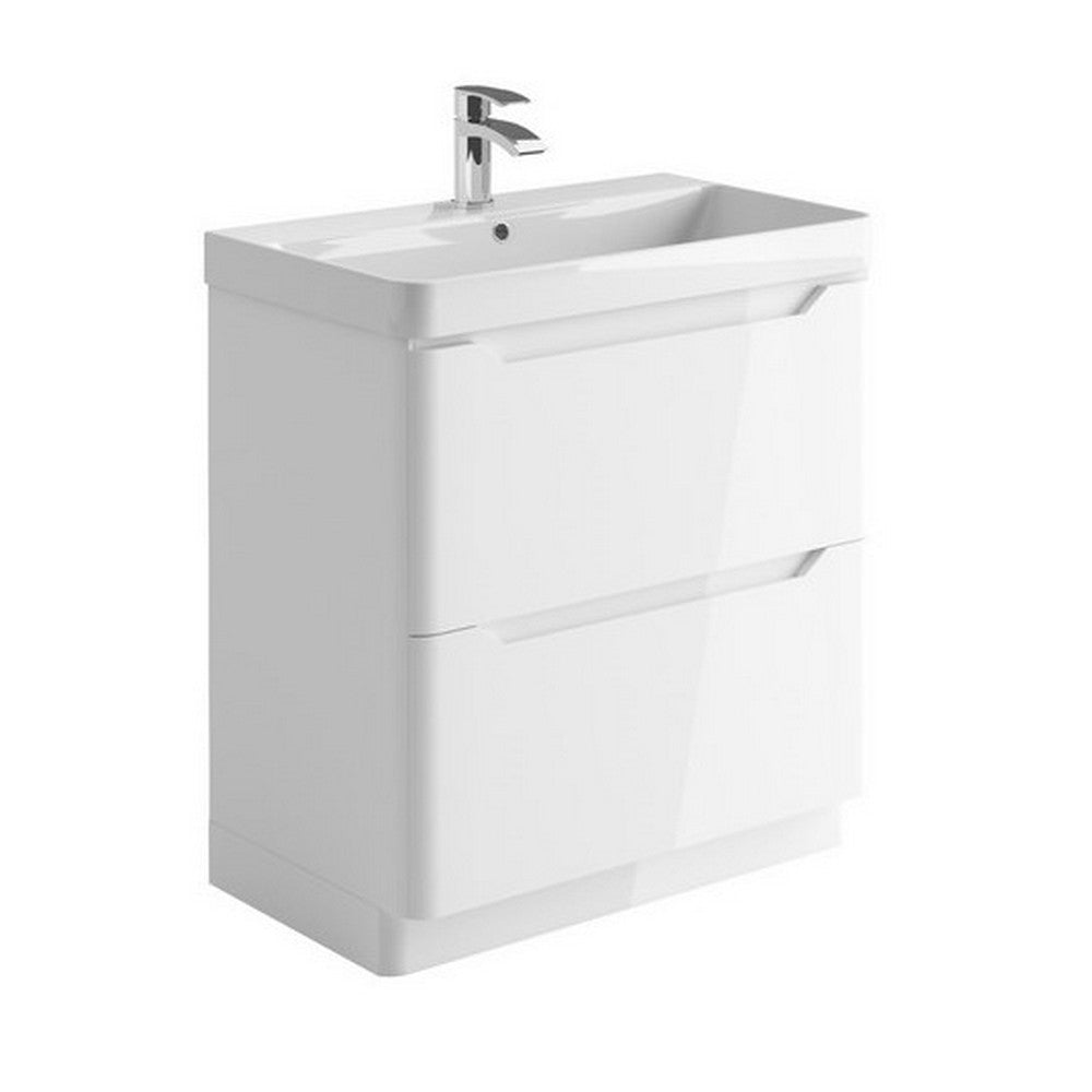 Scudo Ella 800mm Gloss White Floorstanding Vanity Unit with Basin