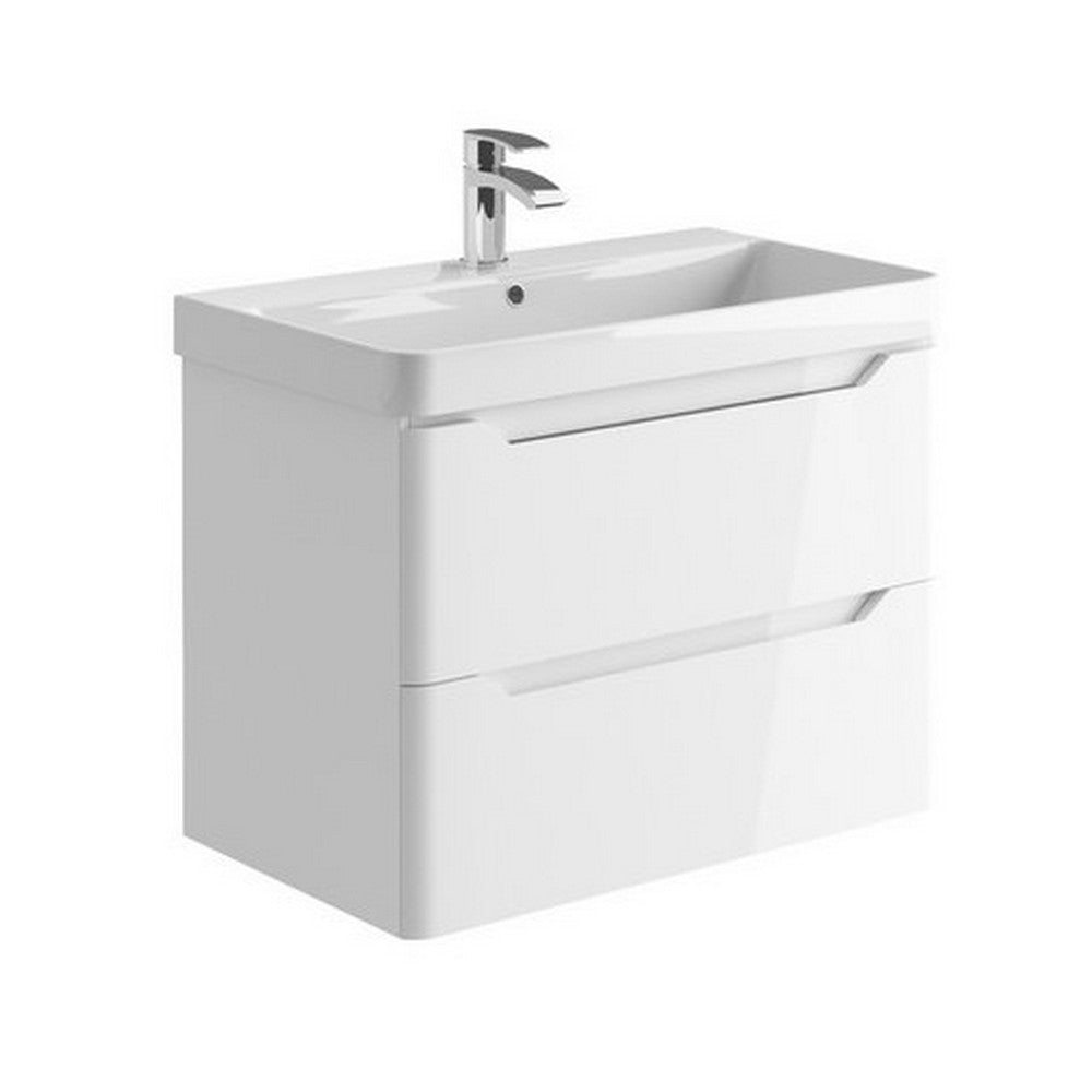 Scudo Ella 800mm Gloss White Wall Mounted Vanity Unit with Basin
