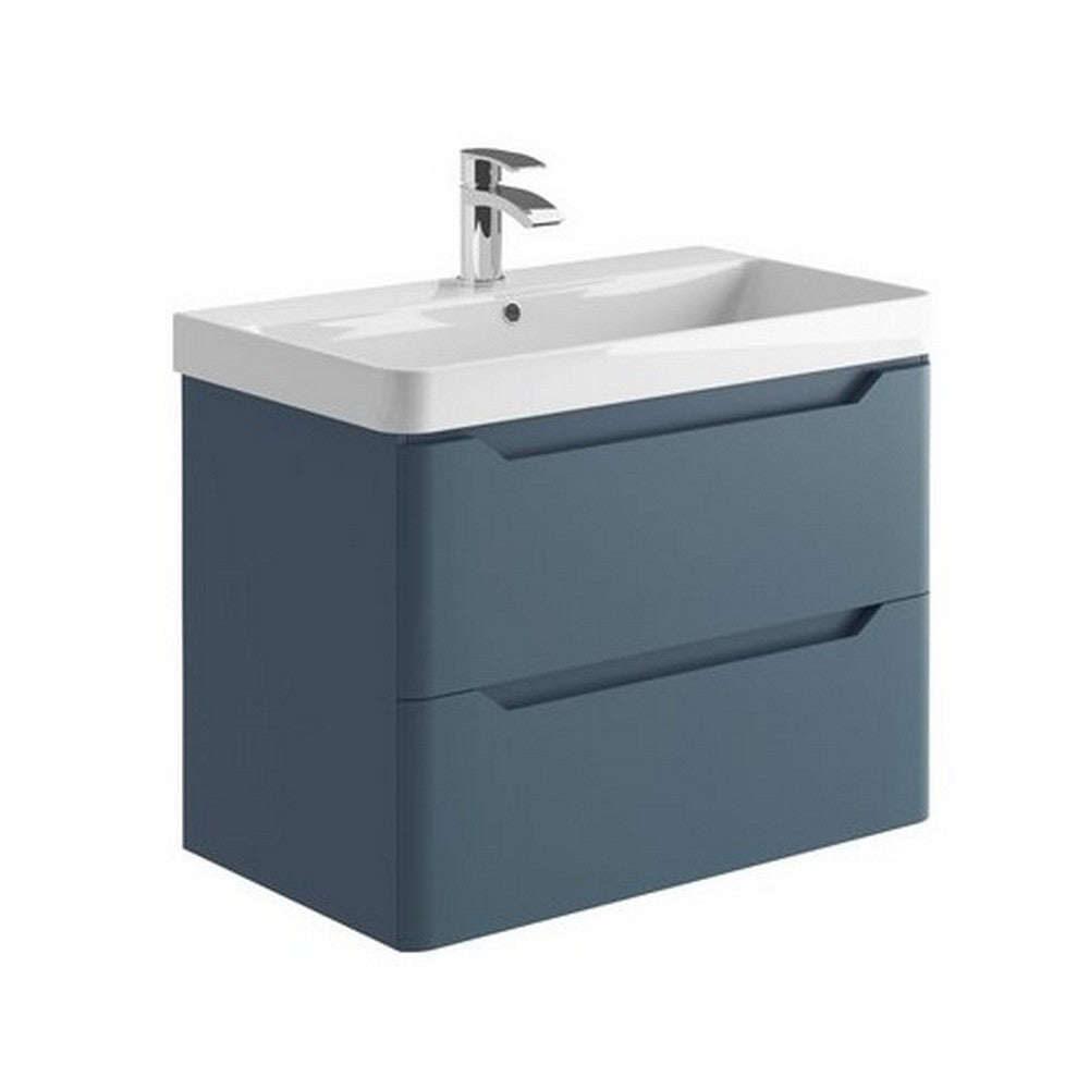 Scudo Ella 800mm Twilight Blue Wall Mounted Vanity Unit with Basin