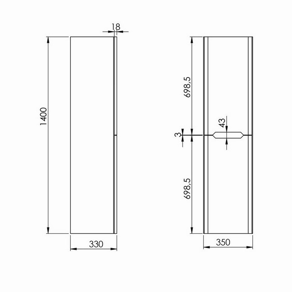 Scudo Ella Gloss White Tall Boy Cabinet Dimensions