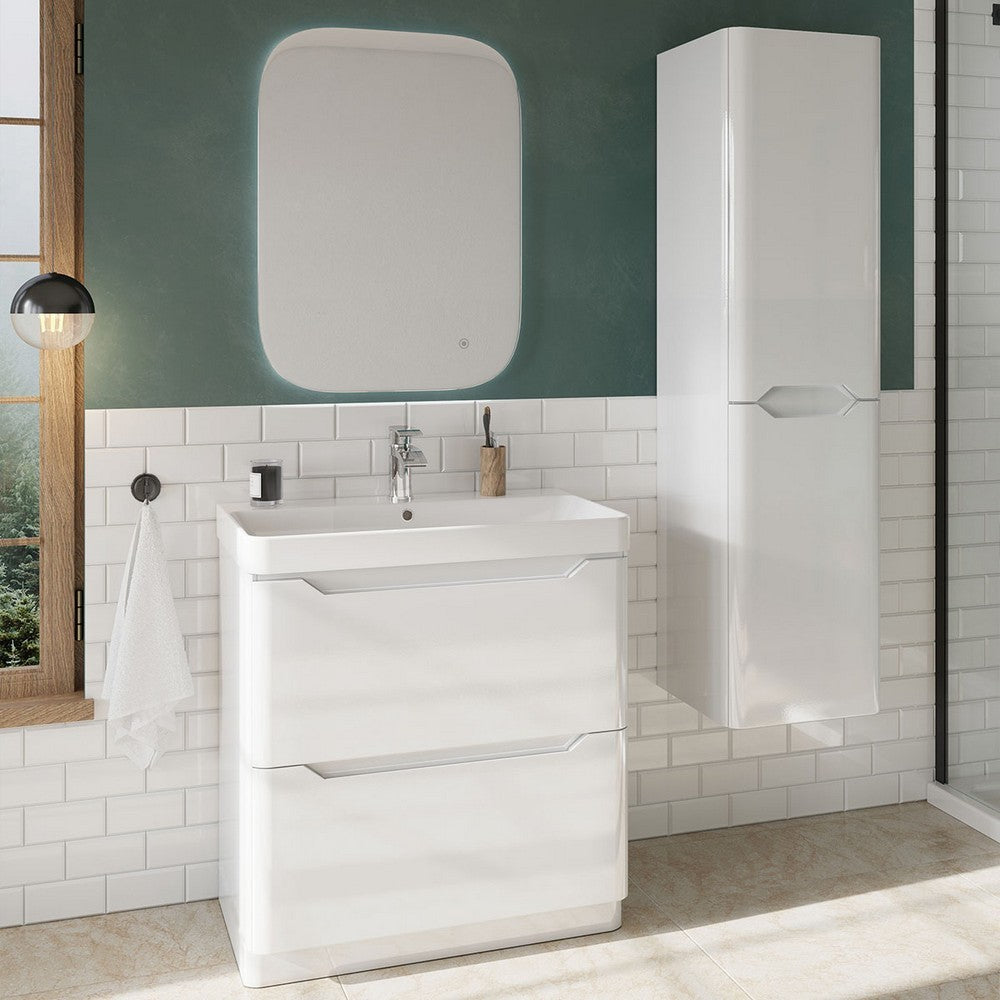 Scudo Ella Gloss White Tall Boy Cabinet Lifestyle