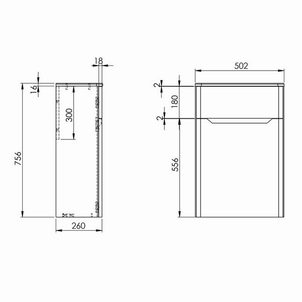 Scudo Ella Twilight Blue 500mm WC Unit Dimensions