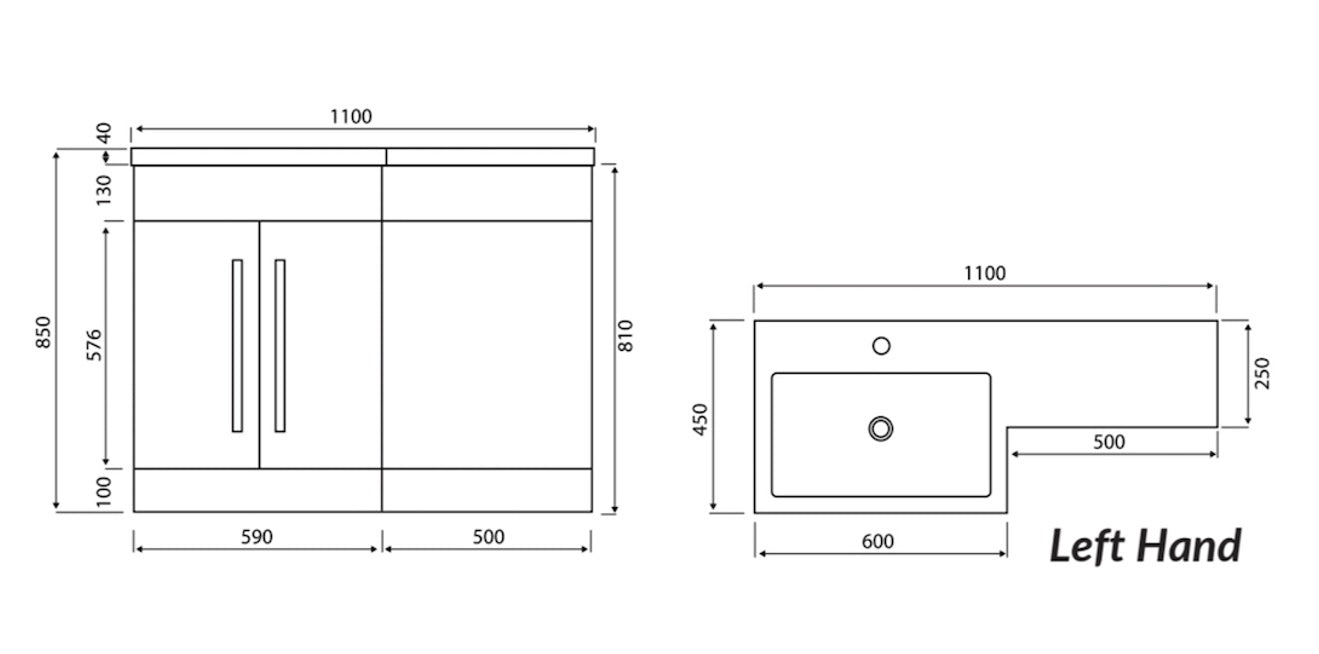 Scudo Empire 1100mm Matt Anthracite Left Handed Furniture Pack lifestyle