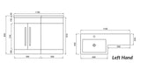 Scudo Empire 1100mm Matt Sage Green Left Handed Furniture Pack dimensions