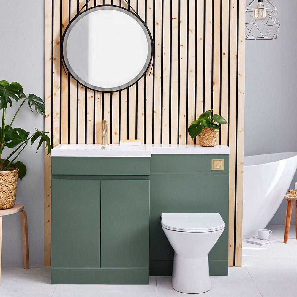 Scudo Empire 1100mm Matt Sage Green Left Handed Furniture Pack lifestyle