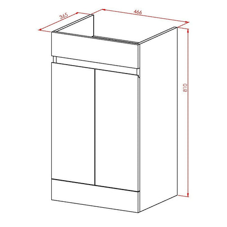 Scudo Empire 500mm Gloss Matt Anthracite Unit with Basin dimensions