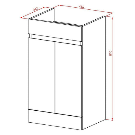 Scudo Empire 500mm Gloss White Vanity Unit with Basin dimensions