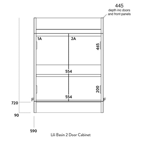 Scudo Empire 600mm Matt Anthracite Vanity Unit with Basin dimensions