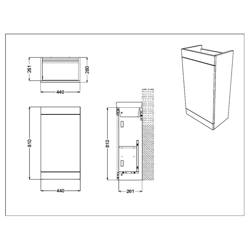 Scudo Esme 450mm Dust Grey Cloakroom Vanity Unit with Basin dimensions