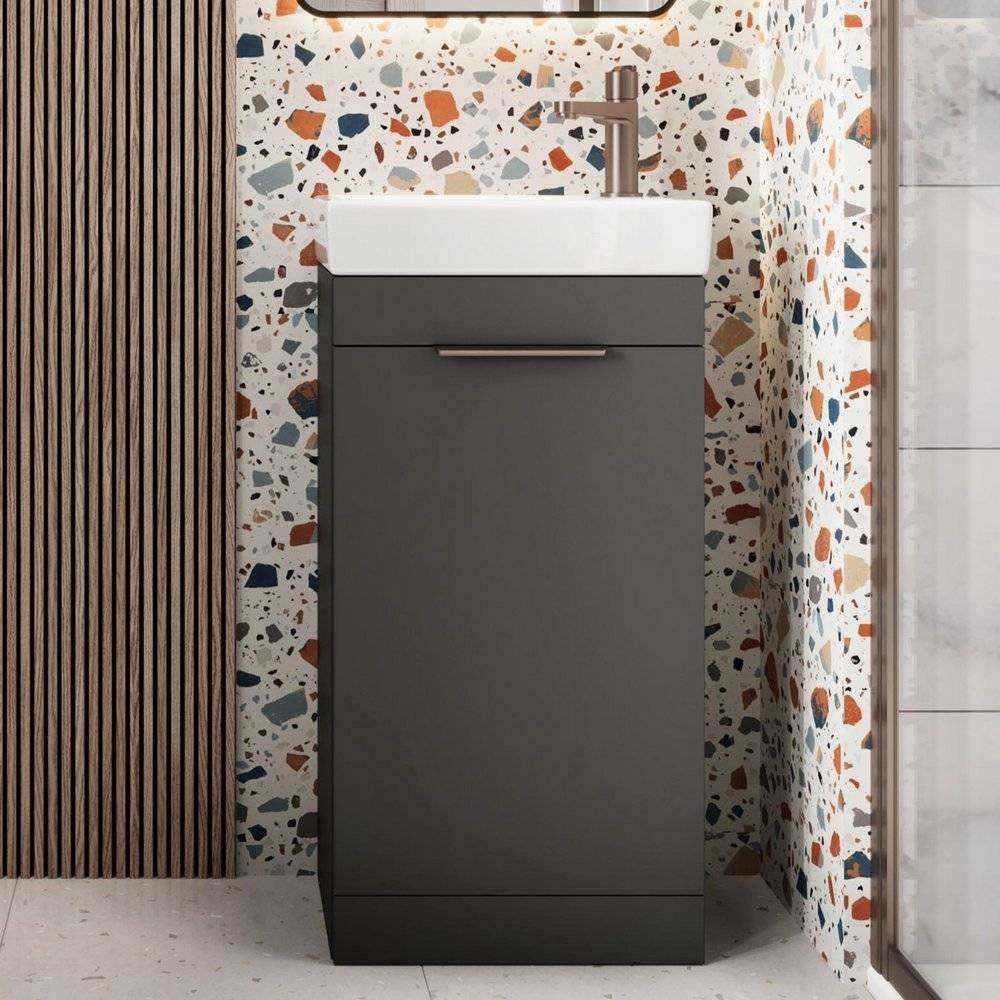 Scudo Esme 450mm Matt Black Cloakroom Vanity Unit with Basin lifestyle