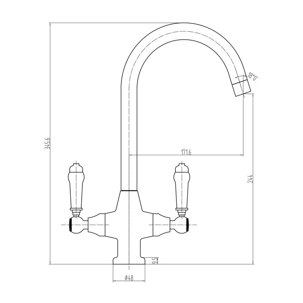 Scudo Harrogate Kitchen Tap in Chrome Dimensions
