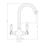 Scudo Harrogate Kitchen Tap in Chrome Dimensions