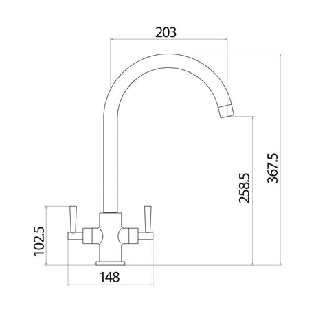 Scudo Kingston Kitchen Tap in Chrome Dimensions