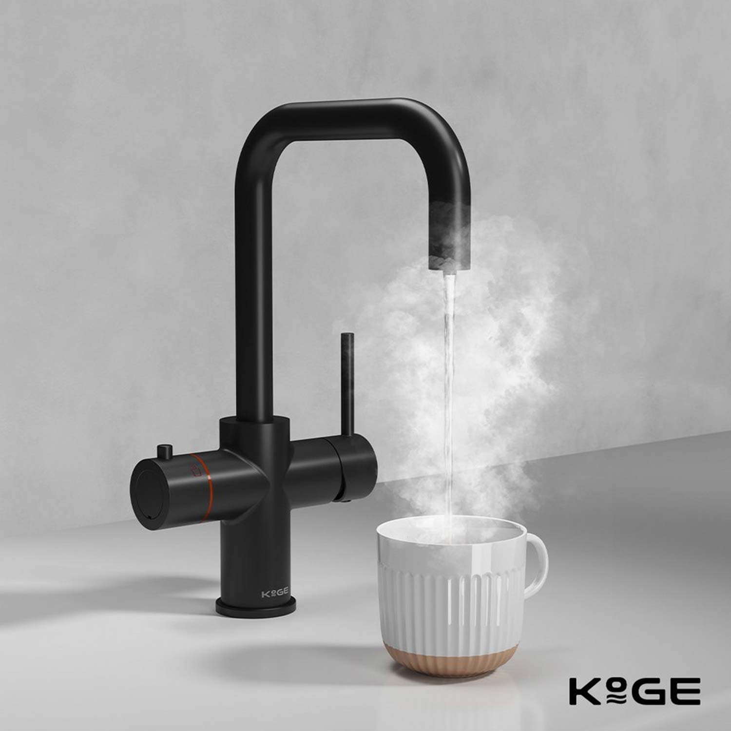 Scudo KoGE 3 in 1 Square Spout Boiling Water Tap in Matt Black lifestyle