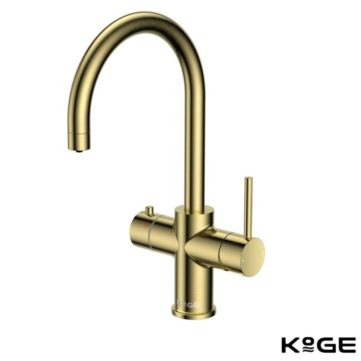 Scudo KoGE 3 in 1 Swan Spout Boiling Water Tap in Brushed Brass
